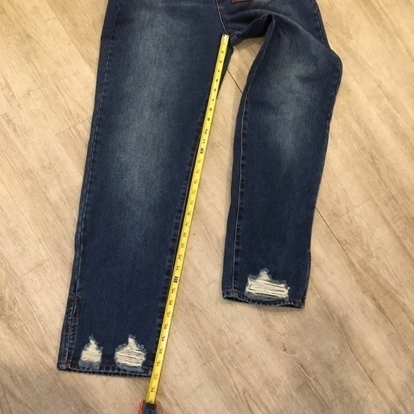 NWT No Boundaries Size 17 Distressed Dark Wash Super High Rise Straight Leg - Picture 7 of 9